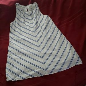 J. Crew Factory Womens white and blue striped dress linen blend Sz 8 Beachy